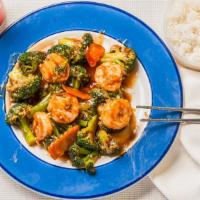 Shrimp With Broccoli · With white rice.