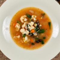 Minestrone · A classic Italian soup of celery, carrots, potatoes, cauliflower, garlic and onion.