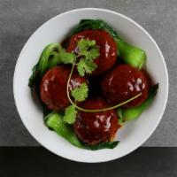 Zouji Braised Meatball · Chinese style braised meatball and baby bok choy.