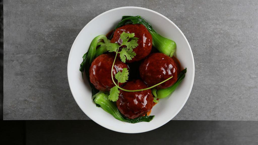 Zouji Braised Meatball · Chinese style braised meatball and baby bok choy.