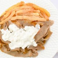 Gyro · Vertically roasted spiced minced beef and lamb served with tzatziki sauce.