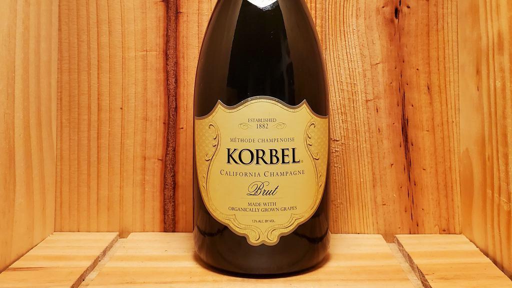 Korbel Brut Organic (750 Ml) · KORBEL is the first U.S. producer to release a California Brut champagne made with organically grown grapes. The grapes deliver crisp aromas and flavors of apple, pear and white peaches. The finish is medium-dry, with a slight savory note at the end.