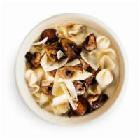 Truffle Mac · classic mac, roasted mushrooms, truffle oil, parmesan cheese
