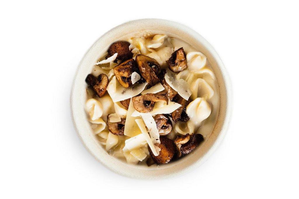 Truffle Mac · classic mac, roasted mushrooms, truffle oil, parmesan cheese