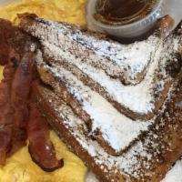 French Toast Platter · Most popular. Bacon, two eggs