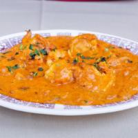 Shrimp Malai Ala Carte · Shrimp, very mildly spiced, cooked with coconut cream sauce. Served with pillaw rice, dhal a...