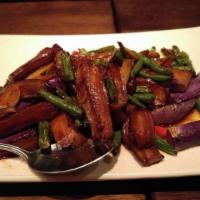 Sauteed String Bean With Eggplant · Mild spicy and vegetarian.