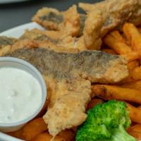 Fried Whiting Fish Basket (3) · 3 crispy, fresh whiting fish filets. Deep fried and seasoned. Served with your choice of fri...