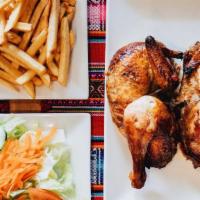  Combo #1 · 1 Whole Chicken served with MIXED SALAD AND A choice of Rice OR French Fries.