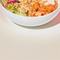 Gone Fishin Congee · ACME's smoked whitefish salad, vegan kimchi, sesame cabbage, shaved broccoli and crispy shal...