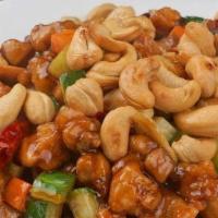 Chicken With Cashew Nut · Served with white rice.