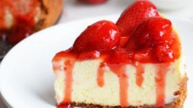 Strawberry Cheese Cake · Sweet baked batter with strawberry.