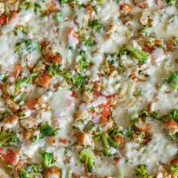 Chicken Broccoli Tomato Pizza · Sautéed in garlic.