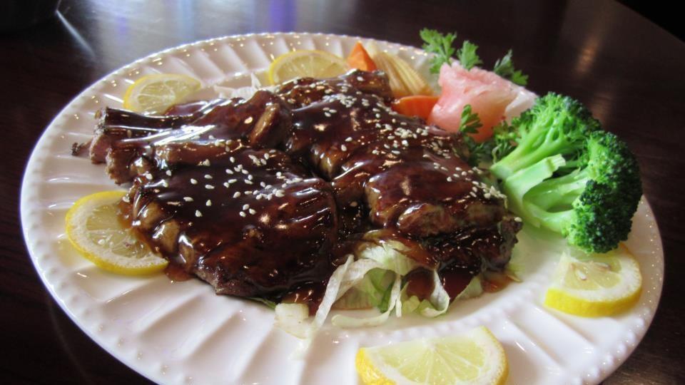 Bar-B-Q Spare Ribs · Ribs that have been broiled roasted or grilled.