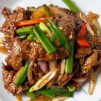 1 Mongolian Beef · Hot and spicy.