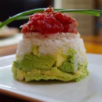 Tartar · Chopped tuna or salmon, stacked with avocado, rice crunchy onion, and special sauce.