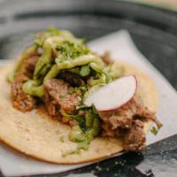 Carne Asada Taco · Corn Tortilla with Thinly sliced Beef cooked to perfection in a simple, but flavorful stew. ...