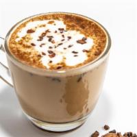 Mocha Latte · Two shots of Corsica blend espresso, freshly crushed roasted cacao beans and steamed hemp-oa...