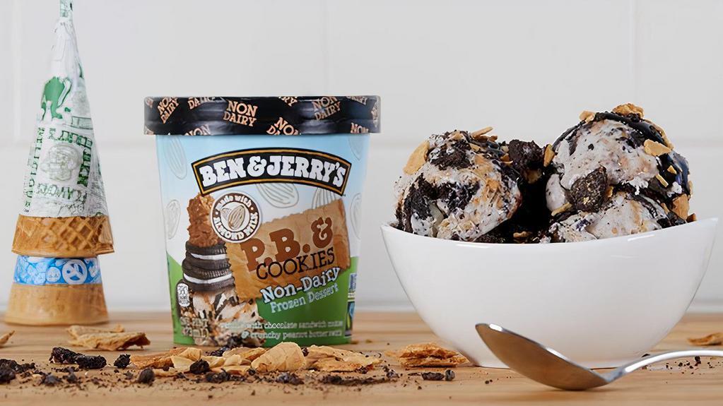 Non-Dairy Sundae Kit · A pint of PB ＆ Cookies Non-Dairy, sugar cones, chocolate syrup, and cookie crumbs