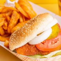 Chicken Sandwich · One chicken sandwich, fries and 16 oz drink.