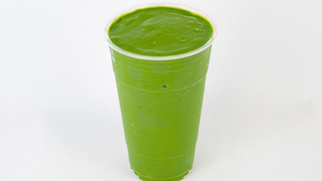Super Green Smoothie · Kale, spinach, almond milk, mango, banana, and agave.