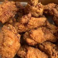 Fried Chicken Wings · Soy garlic or hot sauce.