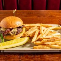 Tavern Burger · Half-Pound, Angus Beef, Cabot-Aged Sharp Cheddar, Bacon,
Grilled Onions, Lettuce, Tomato, Di...