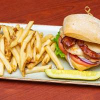 Honey Mustard Chicken Sandwich · Grilled Chicken, Honey Mustard, Monterey Jack Cheese, Applewood Smoked Bacon, Red Onion, Let...