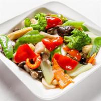 Sautéed Mixed Vegetables清炒雜菜 · Celery, broccoli, pepper, baby corn, mushroom & snow pea. Served with white rice.