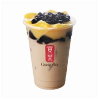 Earl Grey Milk Tea With 3 J'S / 格雷三兄弟 · Our earl grey milk tea with 3J's includes pearls, pudding, and herbal jelly