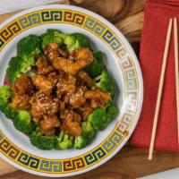 Sesame Chicken · Spicy. Hot and spicy, fried dark meat chicken cooked in spicy sauce with sesame seeds on top...
