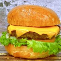 (Cmb) Cheeseless Meatless Burger · Plant-based burger patty, vegan yellow cheese, brioche burger bun, lettuce, tomatoes, pickle...