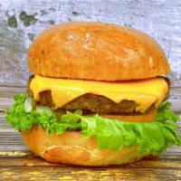 (Ccvb) California Cheeseless Veggie Burger · Veggie burger patty (carrot, peas, broccoli, spinach, corn), vegan cheese, brioche burger bu...