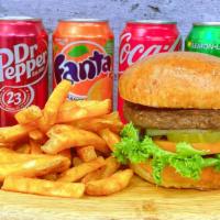Cvb Burger Combo · California Veggie Burger + French fries + can of soda.