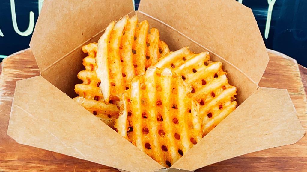 Waffle Crispy Fries · Lattice shaped fried potatoes.