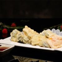 Vegetable Tempura  · 11pcs Mixed vegetable tempura with rice, miso soup/soda and house special tempura sauce.