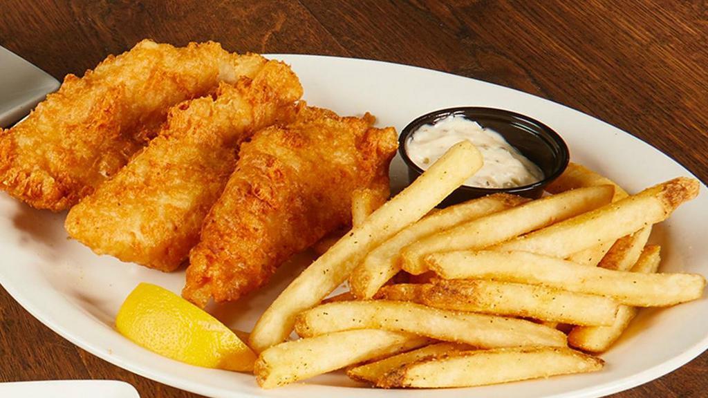 Lunch English Fish & Chips · Samuel Adams® beer-battered white. fish, tartar sauce, lemon wedge,. seasoned fries.