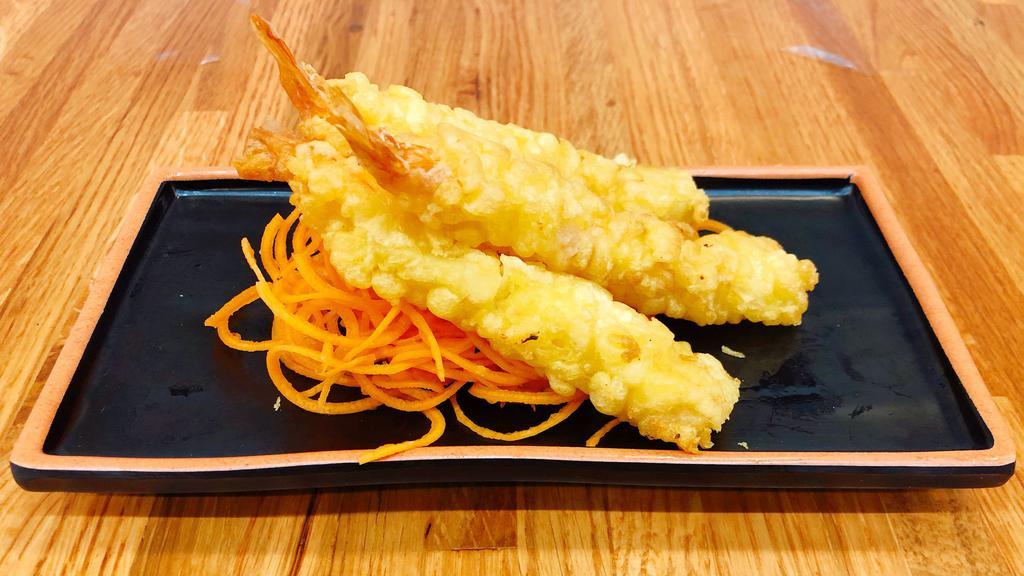 Tempura Shrimp/3Pc · Tempura Shrimp is a Japanese dish made with fresh shrimp dipped in tempura batter and deep - fried until perfectly crispy. Served with tempura dipping sauce.