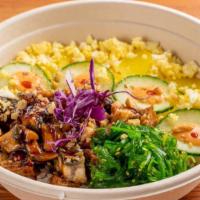 Unagi Bowl  · 2 Scoops of Roasted Eel, Cucumber, Edamame, White Onion, Corn, Oshiko, Tamago, Seaweed Salad...