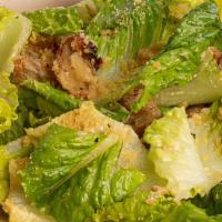 Sunflower Caesar · Romaine, wood-fired croutons, almond parmesan, cherry tomatoes. GF.NF.SF.