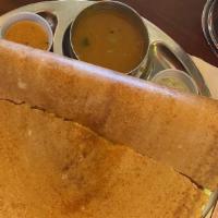 Mysore Masala Dosa · Spicy. A masala dosa with special spices. dosa: crepes served with coconut chutney, sambar, ...
