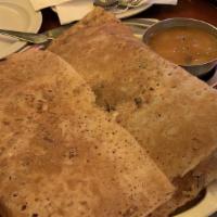 Mysore Sada Dosa · Spicy. Sada dosa with special spices. dosa: crepes served with coconut chutney, sambar, and ...