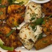 Chicken Kebab Platter · An assortment of Chicken Tikka, Chicken Malai, Chicken Seekh and Bombay’s Special Kebab serv...