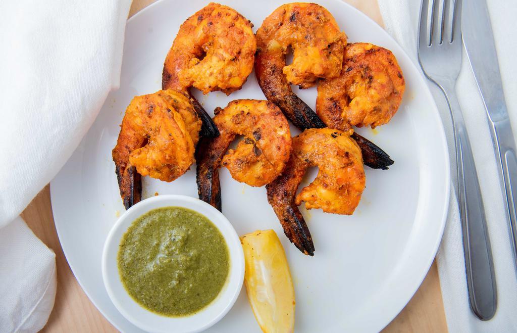 Tandoori Shrimp · Shrimp barbecued with a tandoori marination.