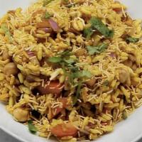 Bhel Puri · Savory Indian Healthy snack consisting of puffed rice mixed with onions, tomatoes, mint and ...