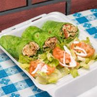 Chicken Wrap · Roasted chicken seasoned with spices. Wrapped in a spinach tortilla with garlic mayonnaise s...