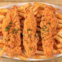 Small Crunchy Fingers Basket (3 Pc) · 3 crunchy fingers with your choice of one sauce and either classic or cajun fries.