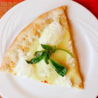 White Pizza Slice · Mozzarella & ricotta cheese & fresh garlic.