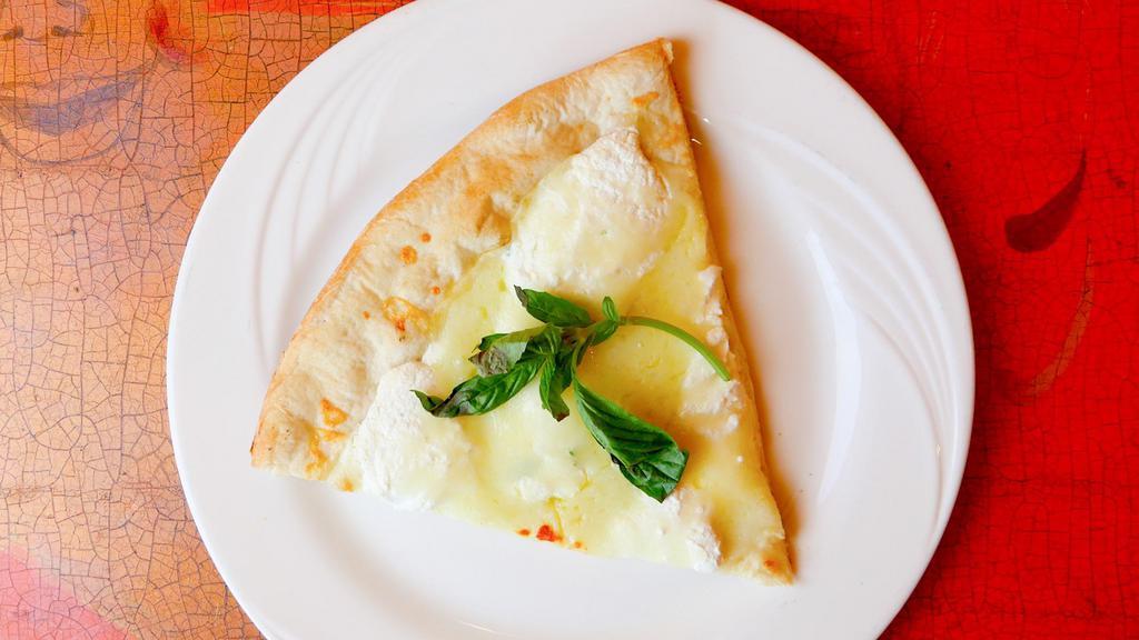 White Pizza Slice · Mozzarella & ricotta cheese & fresh garlic.