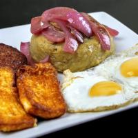 5-Mangú / Dominican Breakfast · (No incluye café o pan. / No coffee or bread included).